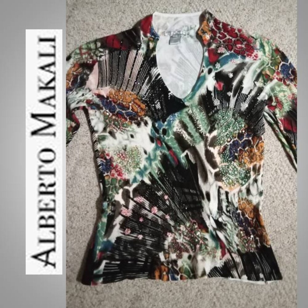 Alberto Makali  hand beaded sweater women's size  medium
